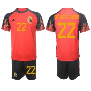 Belgien Charles De Ketelaere #22 Hjemmebanesæt Børn VM 2022 Kort ærmer (+ korte bukser)